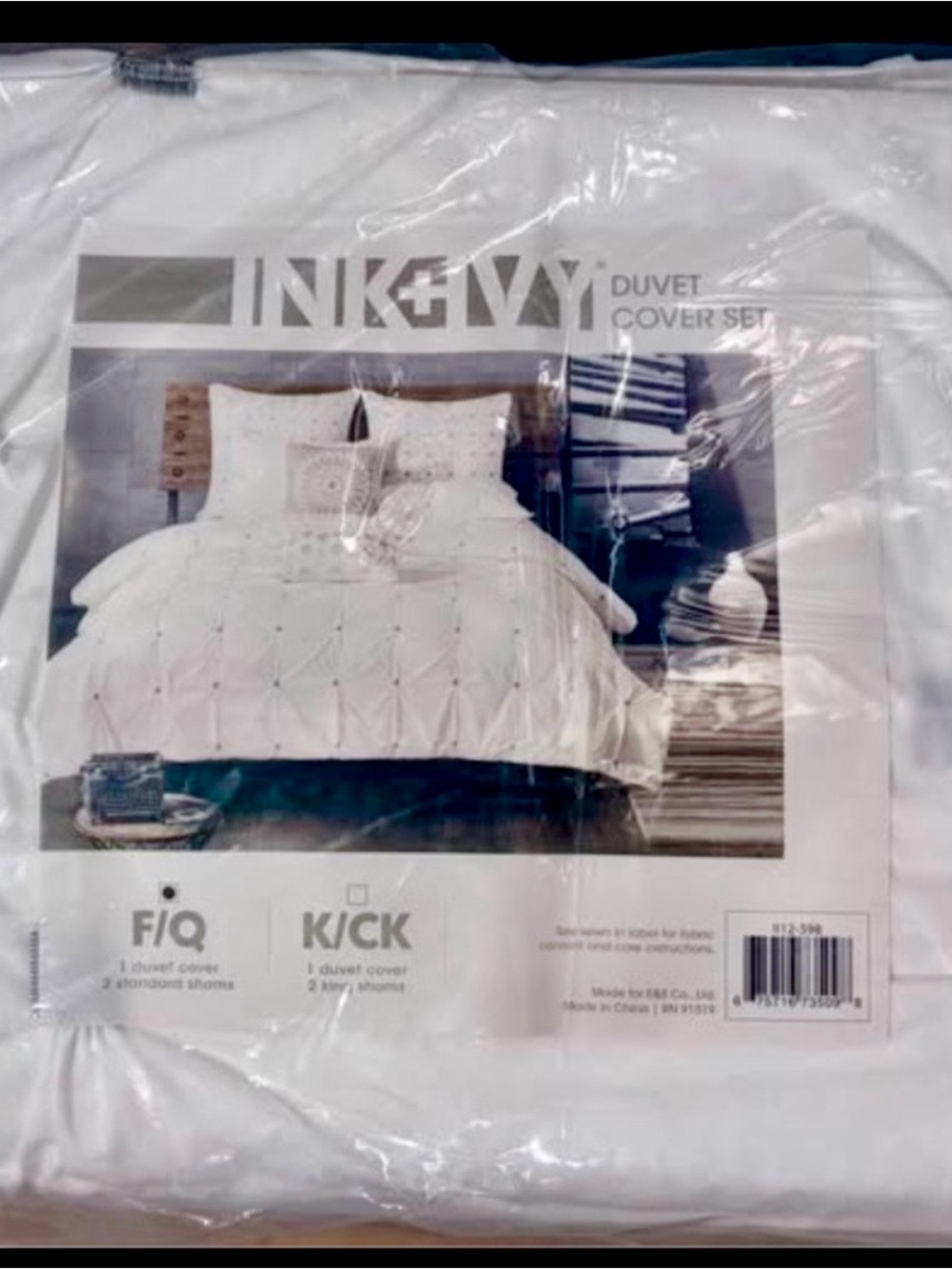 NEW SEALED INK+IVY Masie Full Queen White Gray Duvet Cover Set